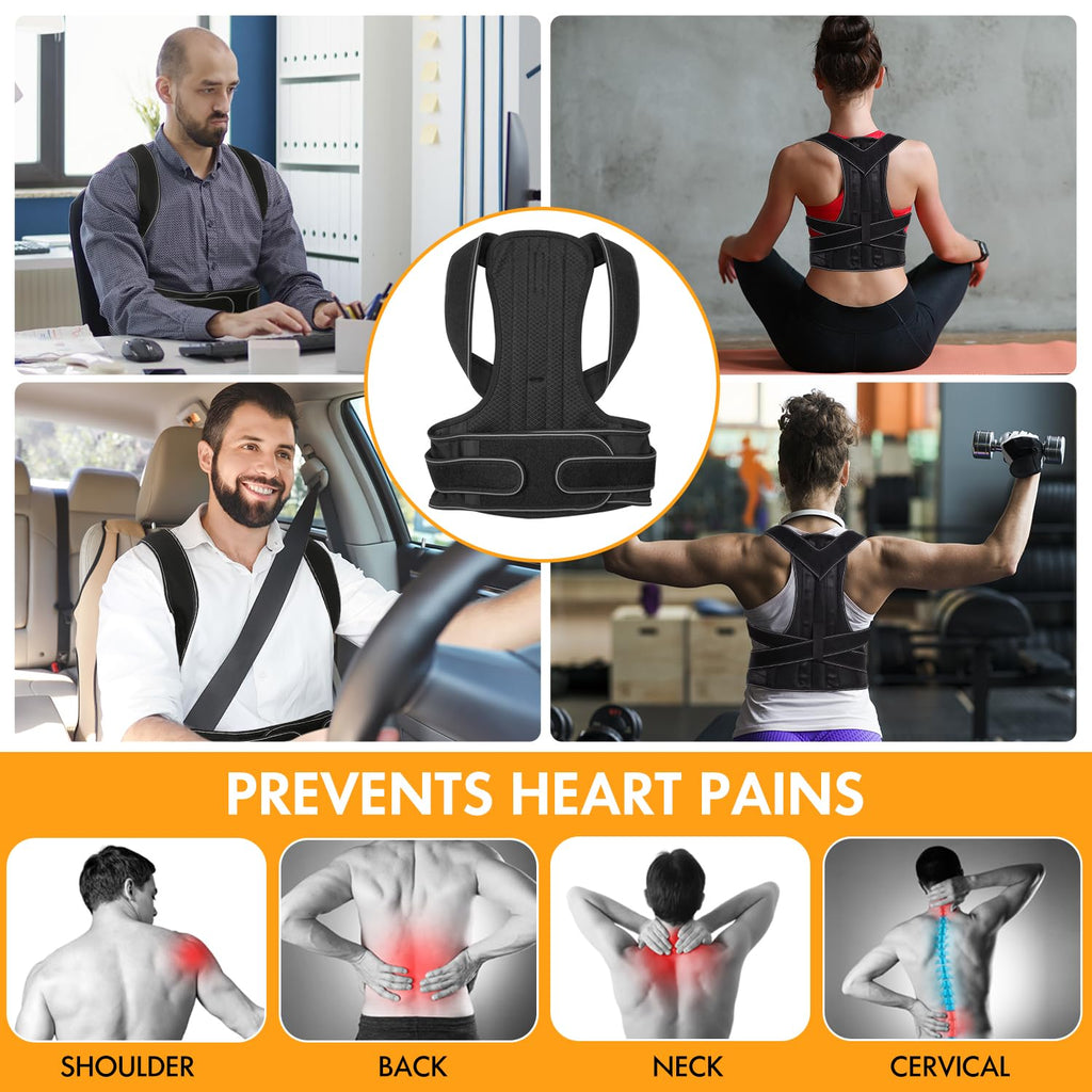 GRISHA Posture Corrector for Men and Women - Comfortable Upper Back Brace, Adjustable Back Straightener Support for Neck, Shoulder and Back