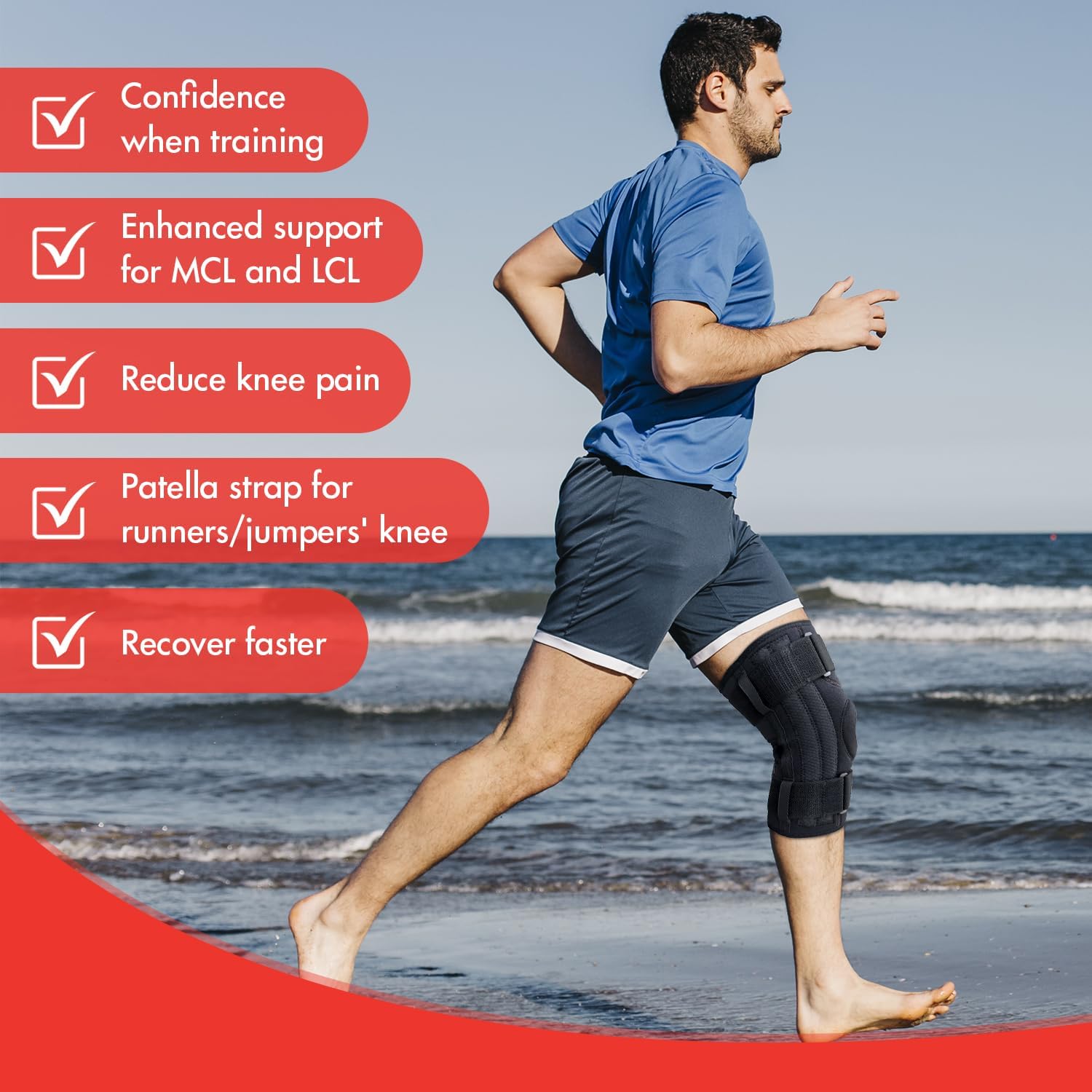 GRISHA Knee Brace for Men & Women – Adjustable Patella Support Strap for Sports, Running, Gym & Daily Wear
