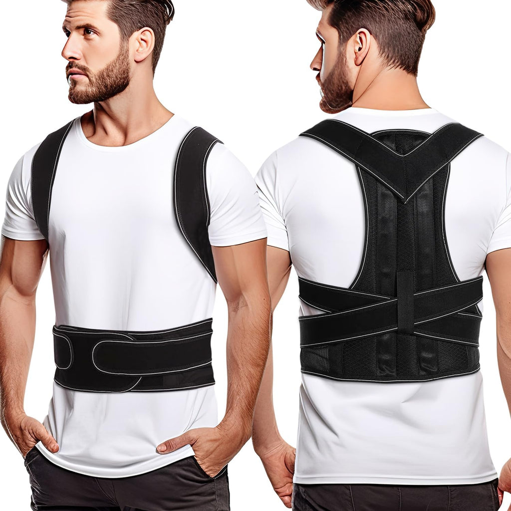 GRISHA Posture Corrector for Men and Women - Comfortable Upper Back Brace, Adjustable Back Straightener Support for Neck, Shoulder and Back