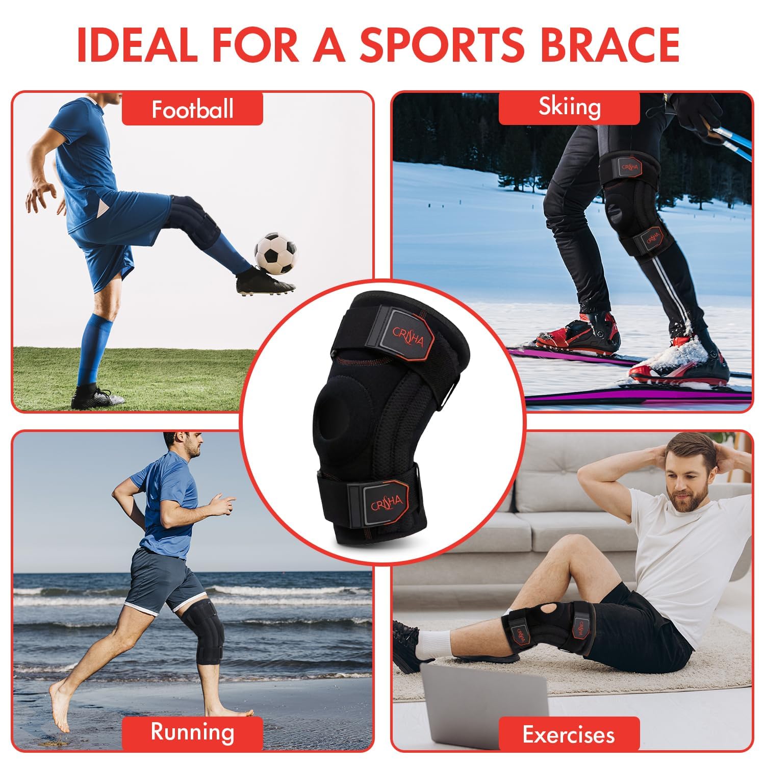GRISHA Knee Brace for Men & Women – Adjustable Patella Support Strap for Sports, Running, Gym & Daily Wear