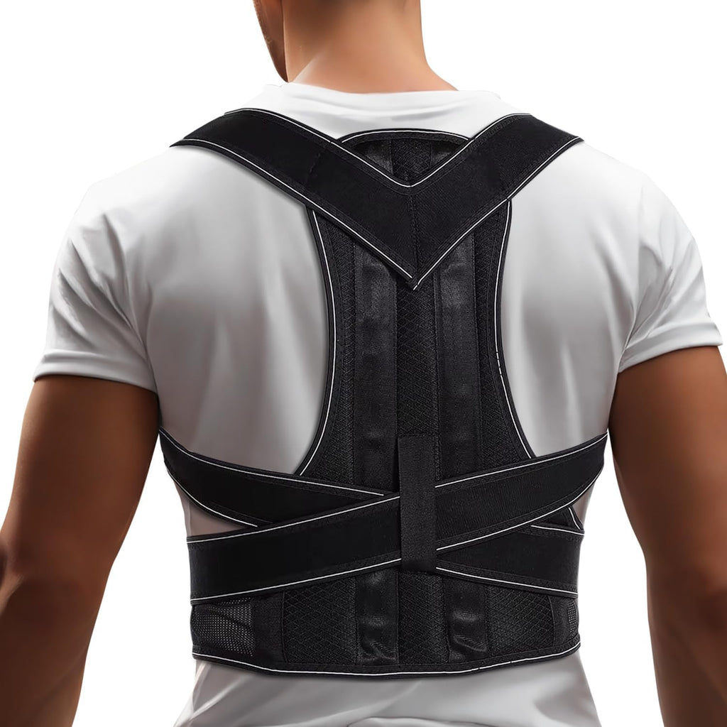 GRISHA Posture Corrector for Men and Women - Comfortable Upper Back Brace, Adjustable Back Straightener Support for Neck, Shoulder and Back