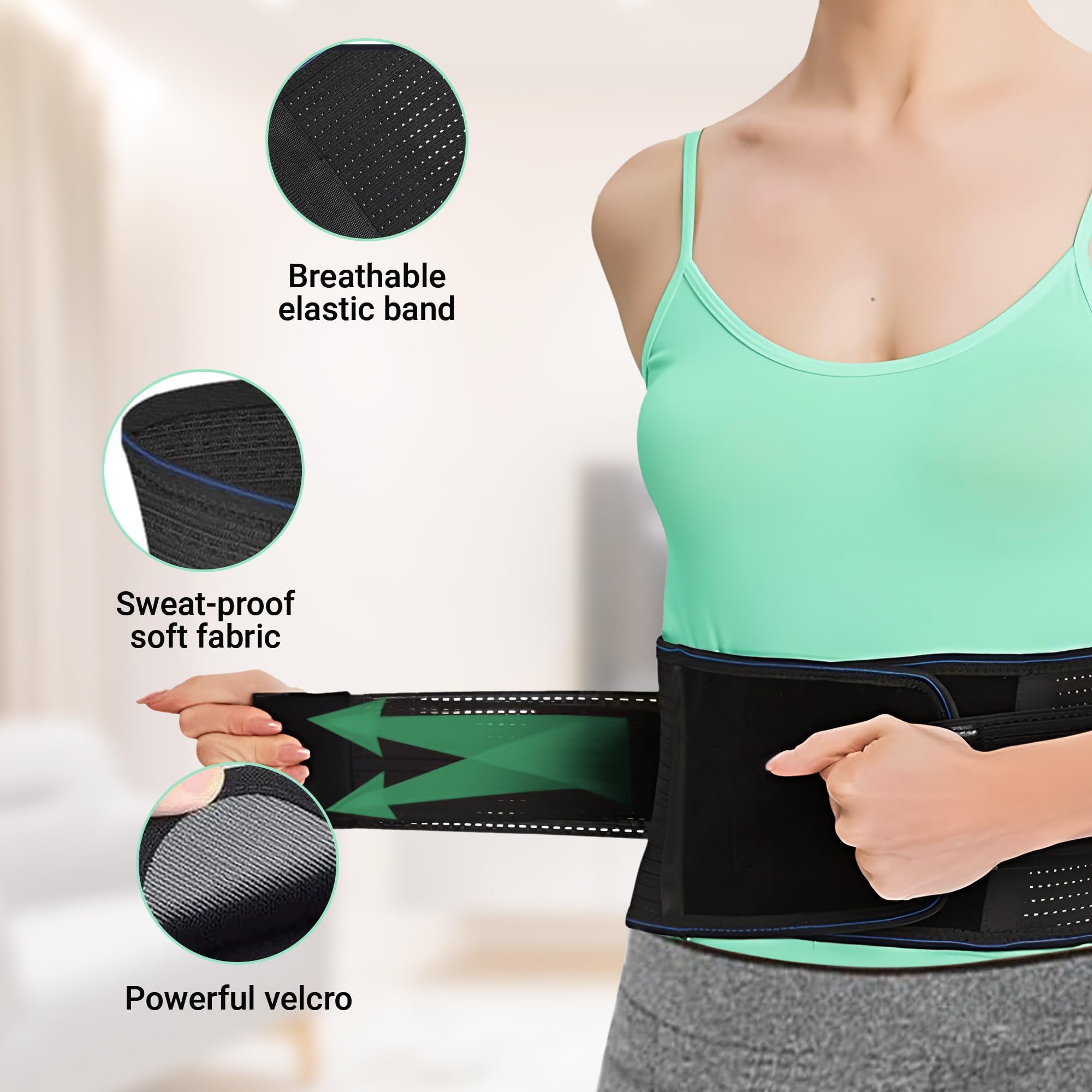 GRISHA Back Support Belt, Adjustable Lumbar Brace for Lower Back Pain Relief, Posture and Back Support for Men and Women